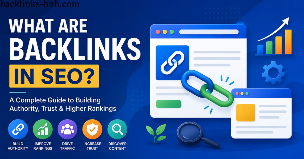 Diagram showing backlinks in SEO where one website links to another, improving search rankings and authority