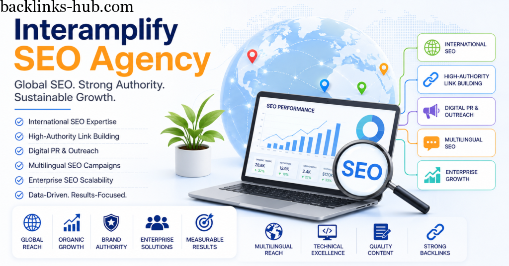 Modern digital marketing and SEO concept banner showing global SEO strategy, link building, and online business growth visualization